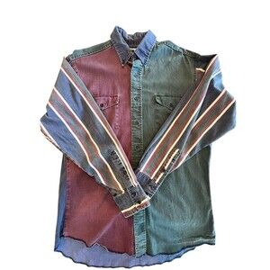 Wrangler Vintage Brushpopper Shirt Men Sz 15 1/2-34  Size Med Color block stripe